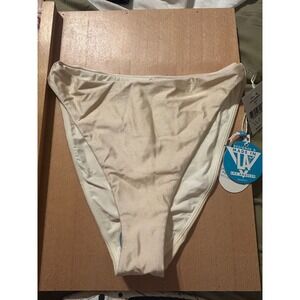 WET Swimwear Jade High Cut Bikini Bottoms Ivory Shimmer Small NWT K45-18